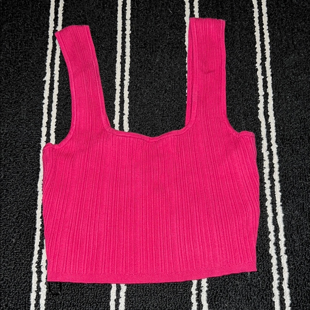H&M Pink Ribbed Cropped Tank